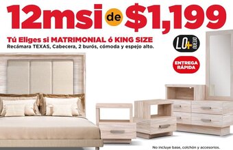 Mueblería Standard Tú Eliges si MATRIMONIAL 6 KING SIZE Recámara TEXAS, Cabecera, 2 burós, cómoda y espejo alto. oferta