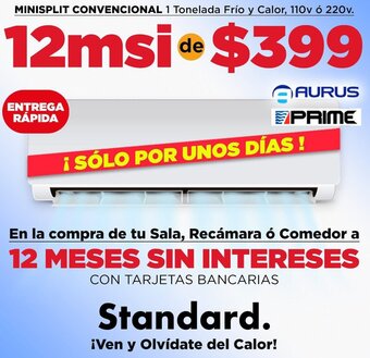 MINISPLIT CONVENCIONAL 1 Tonelada Frío y Calor, 110v ó 220v.
