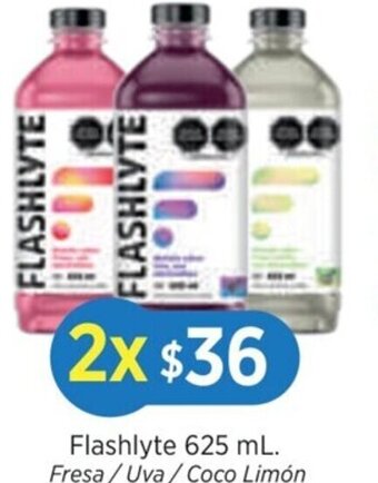 Flashlyte 625 mL. Fresa/Uva/Coco Limón