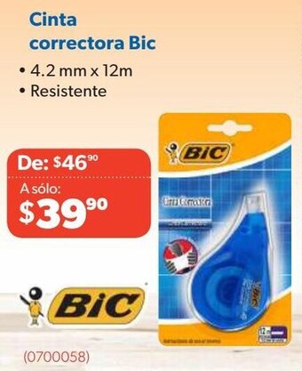Cinta correctora Bic 4,2mm x 12m