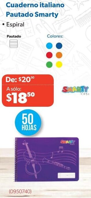 Cuaderno italiano Pautado Smarty