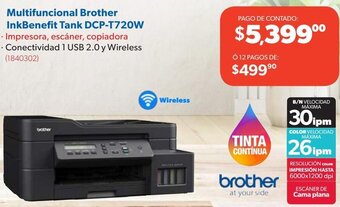 Ofix Multifuncional Brother InkBenefit Tank DCP-T720W oferta
