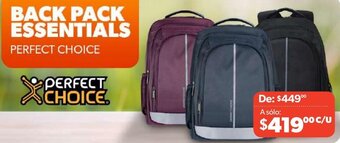 BACK PACK ESSENTIALS PERFECT CHOICE