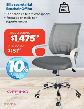 Silla secretarial Ecochair Offiho