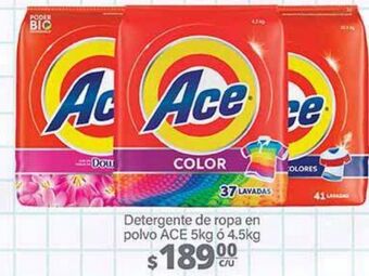 La Comer Detergente en polvo ace 5kg o 4.5kg oferta