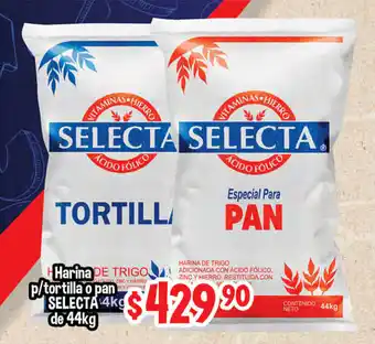 Harina p/Tortilla o Pan Selecta de 44kg