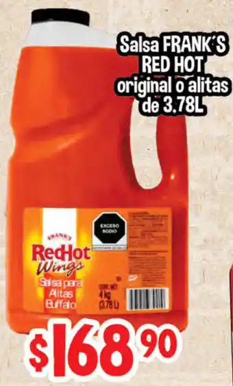 Salsa Franks Red Hot Original o Alitas de 3.78L