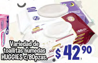 Variedad de Toallitas Húmedas Huggies c/80pzas.