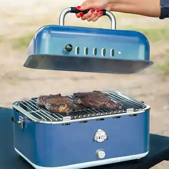 Pit Boss asador portátil a carbón color azul