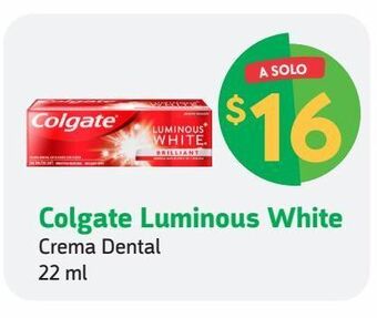 Farmacias YZA Colgate luminous white crema dental 22 ml oferta