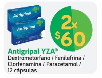 Farmacias YZA Antigripal yza® dextrometorfano / fenilefrina / clorfenamina / paracetamol / 12 cápsulas oferta