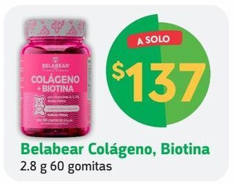 Farmacias YZA Belabear colageno + biot 2.8g 60 gomitas oferta