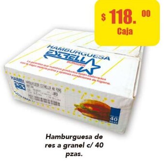 Hamburguesa de Res a Granel c/ 40 \pzas