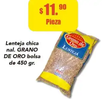 Lenteja Chica Nal. Grano de Oro Bolsa de 450gr