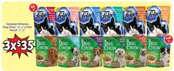 Variedad de Alimento Dog Chow 100gr y Felix Pouch 85gr