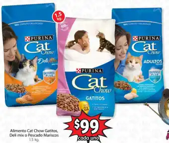 Alimento Cat Chow Galitos, Deli Mix o Pescado Mariscos 1,5kg