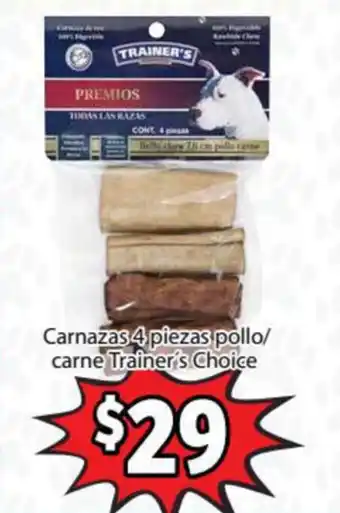 Soriana Express Carnazas 4 Piezas Pollo/ Carne Trainer's Choice oferta