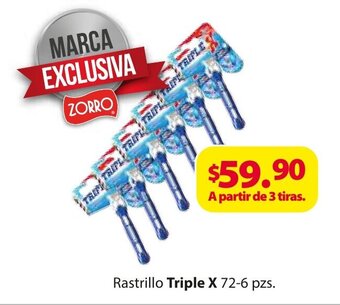 Zorro Rastrillo Triple X 72-6 pzs. oferta