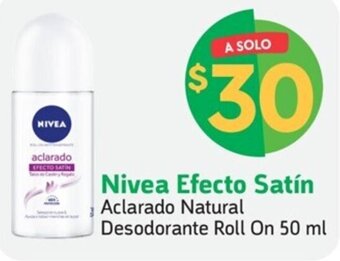 Farmacias YZA Nivea Efecto Satín Aclarado Natural Desodorante Roll On 50 ml oferta