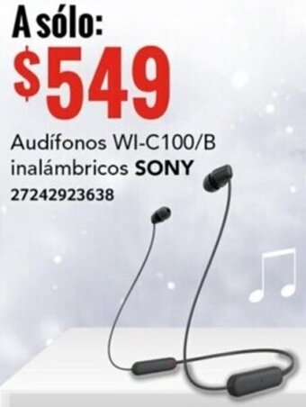 City Club Audífonos WI-C100/B inalámbricos SONY 27242923638 oferta