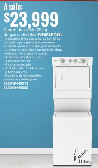 City Club Centro de lavado 20 kg de gas o eléctrico WHIRLPOOL oferta
