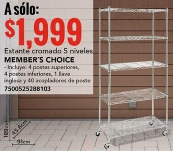City Club Estante cromado 5 niveles MEMBER'S CHOICE oferta