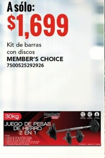 Kit de barras con discos MEMBER'S CHOICE 7500525292926