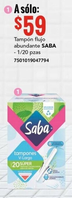 City Club Tampón flujo abundante SABA - 1/20 pzas 7501019047794 oferta