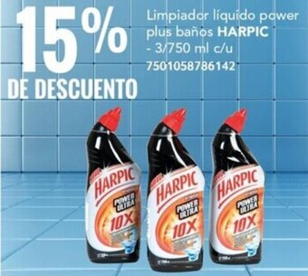 Limpiador líquido power plus baños HARPIC - 3/750 ml c/u 7501058786142