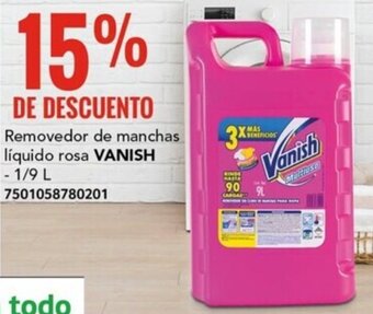 Removedor de manchas líquido rosa VANISH 1/9L