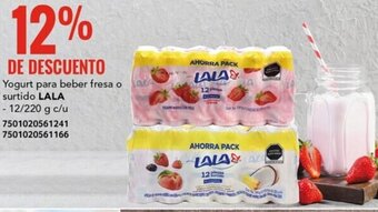 Yogurt para beber fresa o surtido LALA 12/220g