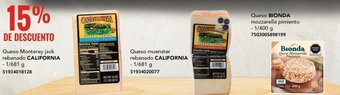 City Club Queso Monterey jack rebanado CALIFORNIA 1/681g oferta