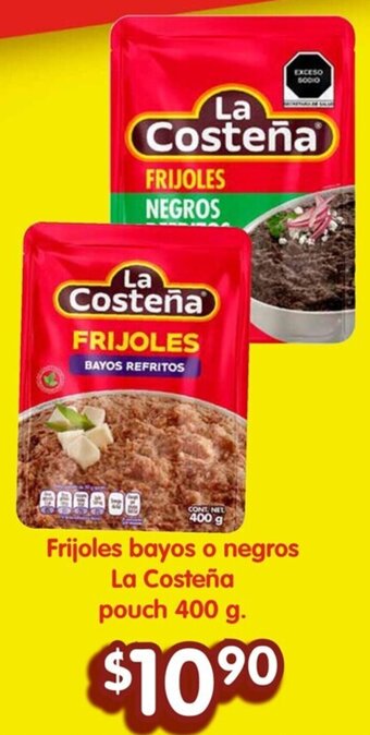 Frijoles bayos o negros La Costeña pouch 400 g.