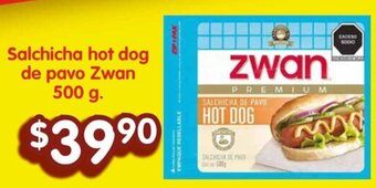Soriana Híper Salchicha hot dog de pavo Zwan 500 g. oferta