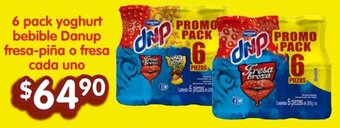6 pack yoghurt bebible Danup fresa-piña o fresa cada uno