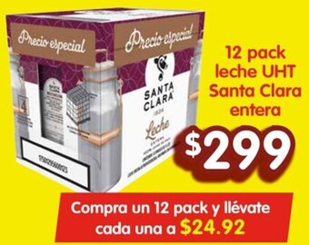 Soriana Híper 12 pack leche UHT Santa Clara entera oferta