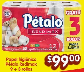 Soriana Híper Papel higiénico Pétalo Redimax 9 + 3 rollos oferta