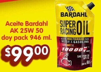Soriana Híper Aceite Bardahl AK 25W 50 doy pack 946 ml. oferta