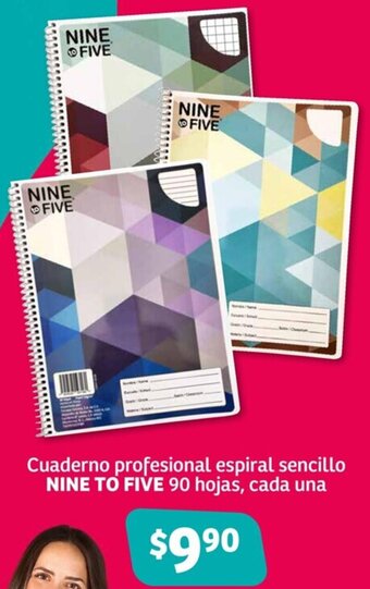 Soriana Híper Cuaderno profesional espiral sencillo NINE TO FIVE 90 hojas, cada una oferta