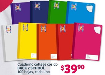 Soriana Híper Cuaderno college cosido BACK 2 SCHOOL 100 hojas, cada uno oferta