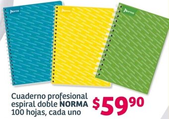 Soriana Híper Cuaderno profesional espiral doble NORMA 100 hojas, cada uno oferta
