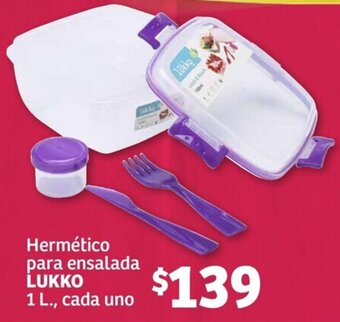 Soriana Híper Hermético para ensalada LUKKO 1 L., cada uno oferta