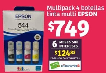 Soriana Híper Multipack 4 botellas tinta multi EPSON oferta