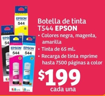 Soriana Híper Botella de tinta T544 EPSON oferta