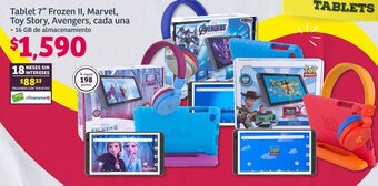 Tablet 7" Frozen II, Marvel, Toy Story, Avengers, cada una