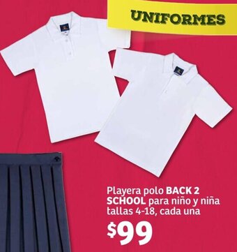 Playera polo BACK 2 SCHOOL para niño y niña tallas 4-18, cada una