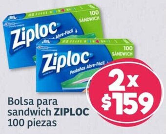 Bolsa para sandwich ZIPLOC 2x100 piezas