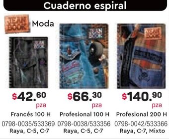 Tony Super Papelerías Cuaderno espiral Francés 100 H oferta