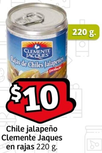 Soriana Mercado Chile jalapeño Clemente Jaques en rajas 220 g. oferta