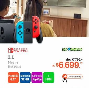 Consola nintendo switch 1.1 32 gb joy con neon blue and red